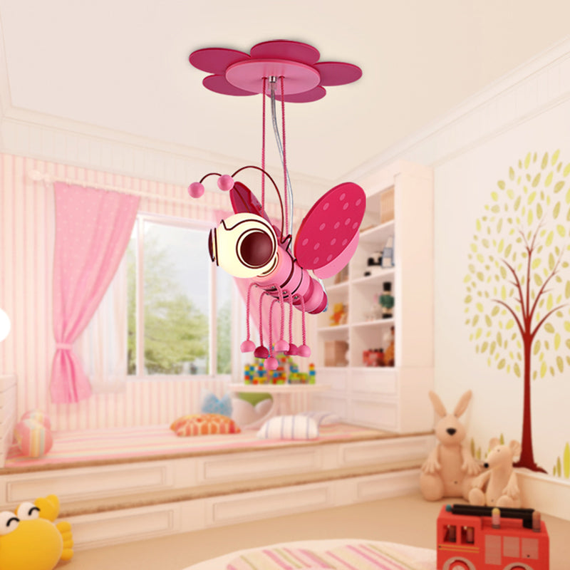 Illuminazione a forma di sospensione ape in stile per bambini metallizzato a 1 asilo a sospensione su soffitto.