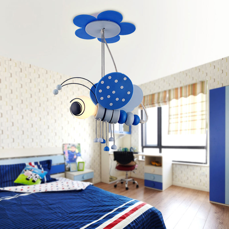 Illuminazione a forma di sospensione ape in stile per bambini metallizzato a 1 asilo a sospensione su soffitto.
