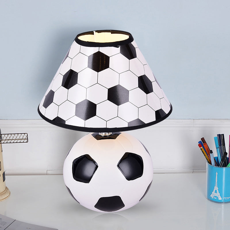 Football Table Light Simplistic Ceramic Single Black and White Nightstand Lighting for Bedside