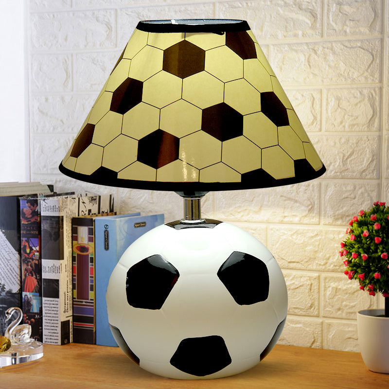 Football Table Light Simplistic Ceramic Single Black and White Nightstand Lighting for Bedside