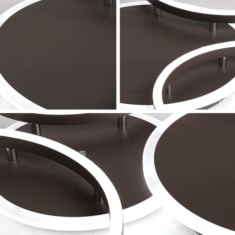 Black Hoop LED Flush Mount Lighting Postmodern 1/2/3-Head Metal Bedroom Ceiling Lamp in Warm/White Light