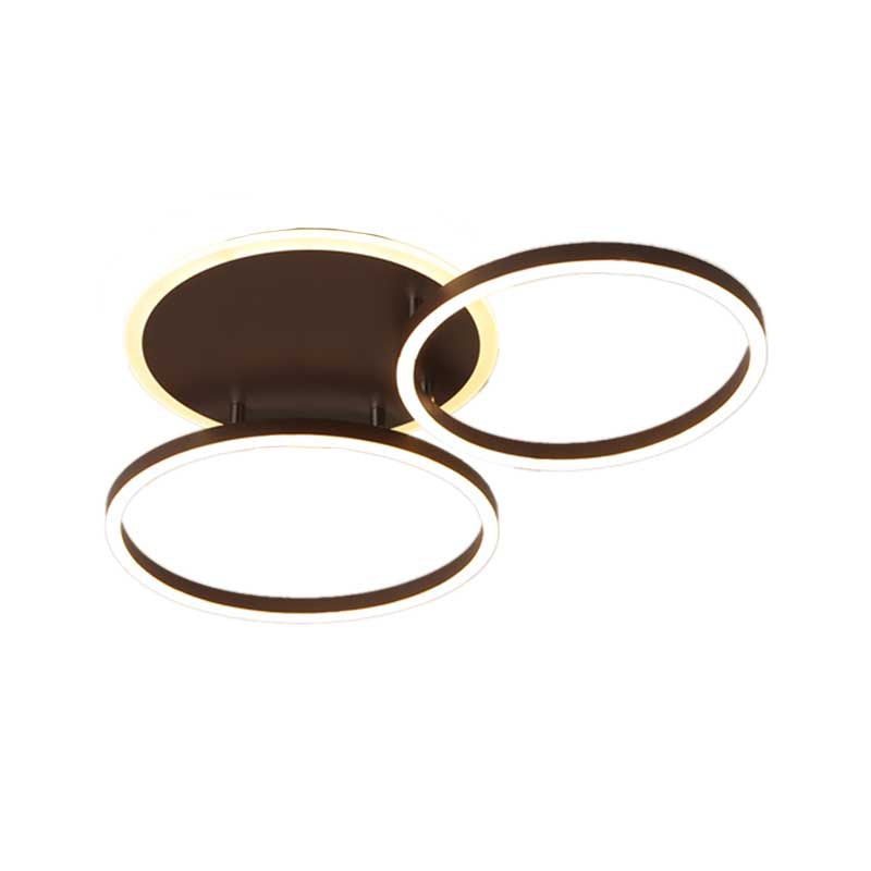 Black Hoop LED Flush Mount Lighting Postmodern 1/2/3-Head Metal Bedroom Ceiling Lamp in Warm/White Light