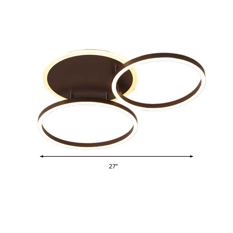 Black Hoop LED Flush Mount Lighting Postmodern 1/2/3-Head Metal Bedroom Ceiling Lamp in Warm/White Light