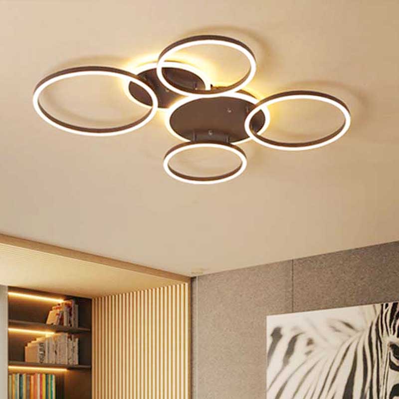 Black Hoop LED Flush Mount Lighting Postmodern 1/2/3-Head Metal Bedroom Ceiling Lamp in Warm/White Light