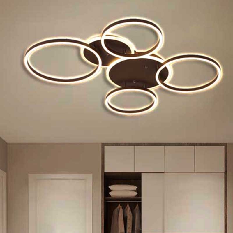 Black Hoop LED Flush Mount Lighting Postmodern 1/2/3-Head Metal Bedroom Ceiling Lamp in Warm/White Light