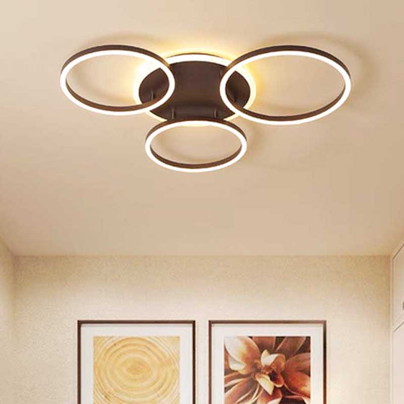 Black Hoop LED Flush Mount Lighting Postmodern 1/2/3-Head Metal Bedroom Ceiling Lamp in Warm/White Light