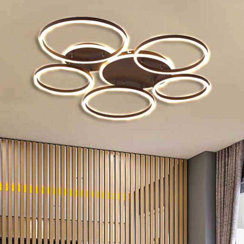 Black Hoop LED Flush Mount Lighting Postmodern 1/2/3-Head Metal Bedroom Ceiling Lamp in Warm/White Light
