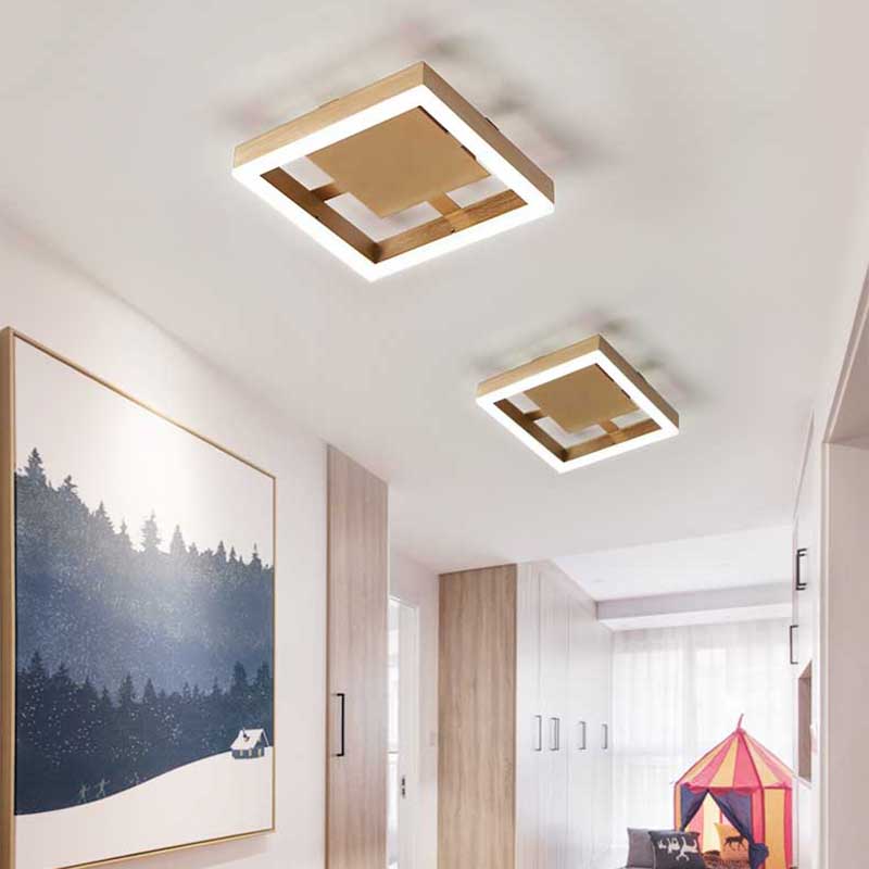 Round/Square Corridor LED Flush Lamp Modern Golden Metal Ceiling Mounted Light in Warm/White Light