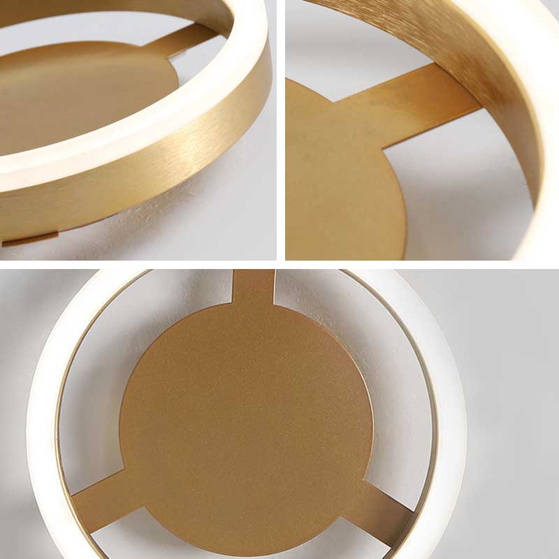 Round/Square Corridor LED Flush Lamp Modern Golden Metal Ceiling Mounted Light in Warm/White Light