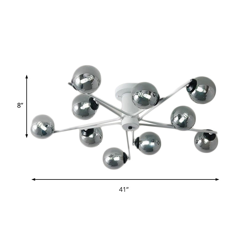 Sputnik Semi Flush Mount Postmodern Silver Verre 6/8/10 LICTES BLANC SALON LA PLACE FUSHER