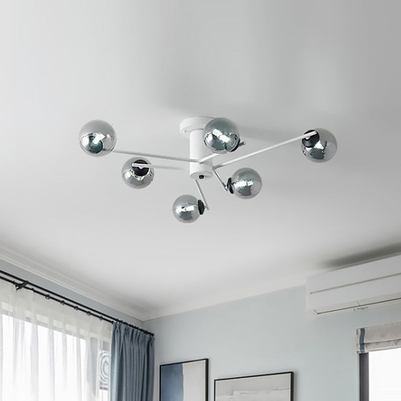 Sputnik Semi Flush Mount Postmodern Silver Verre 6/8/10 LICTES BLANC SALON LA PLACE FUSHER