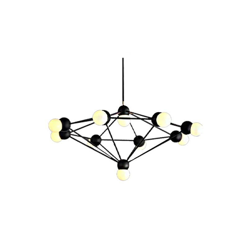 6/8/10-licht woonkamer Hanglight Kit Zwart/Gouden kroonluchter Lamp met geometrische metalen arm