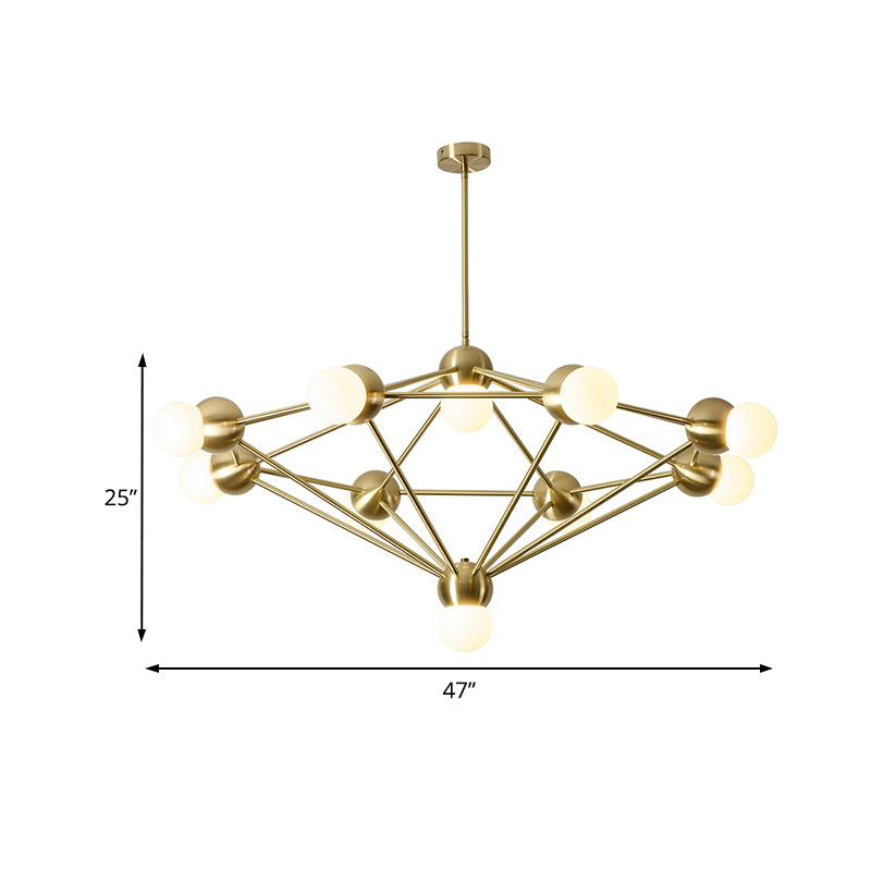 6/8/10-licht woonkamer Hanglight Kit Zwart/Gouden kroonluchter Lamp met geometrische metalen arm