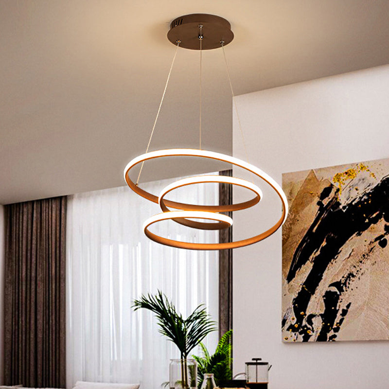 Spiraler Kronleuchter Minimalismus Acrylweiß/Kaffee -LED Hängende Decke Licht in warmem/natürlichen Licht