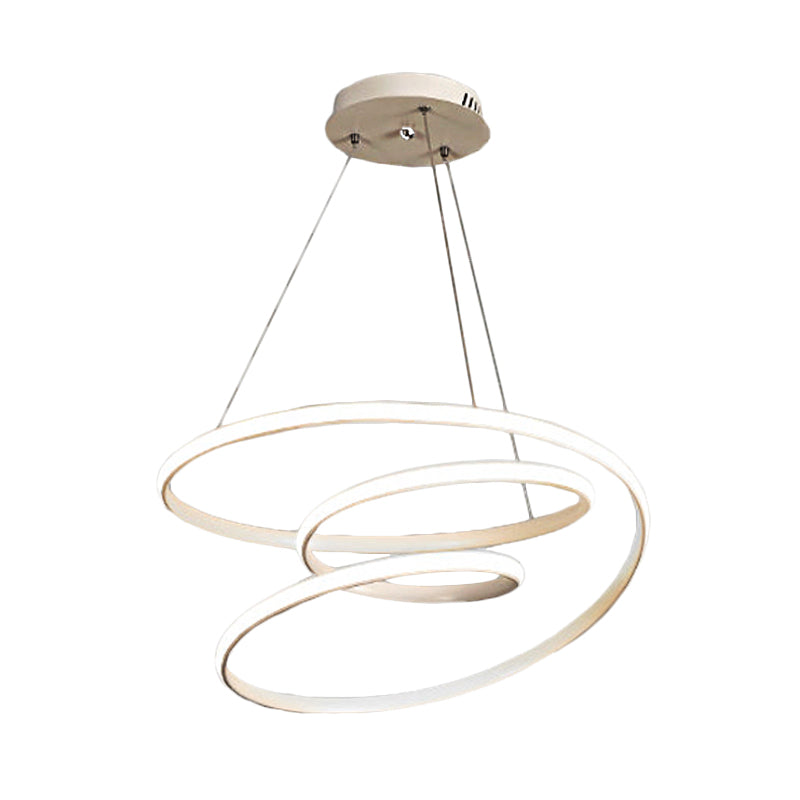 Spiraler Kronleuchter Minimalismus Acrylweiß/Kaffee -LED Hängende Decke Licht in warmem/natürlichen Licht
