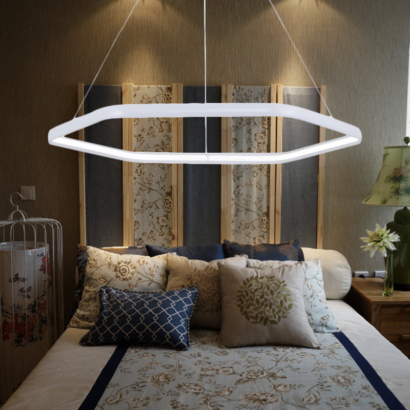 Simplicità a sospensione esagonale a livello esagonale Simplicità Acrilico 1/2/2/3 light lampada appesa a LED in nero/argento/bianco