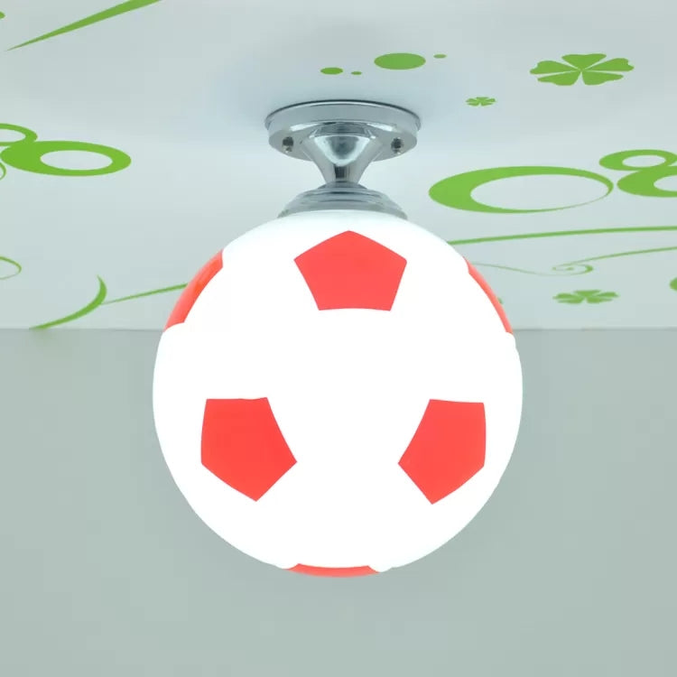 Soccer Shape Boys Bedroom Ceiling Fixture Acrylic One Head Sport Style Ceiling Mount Light