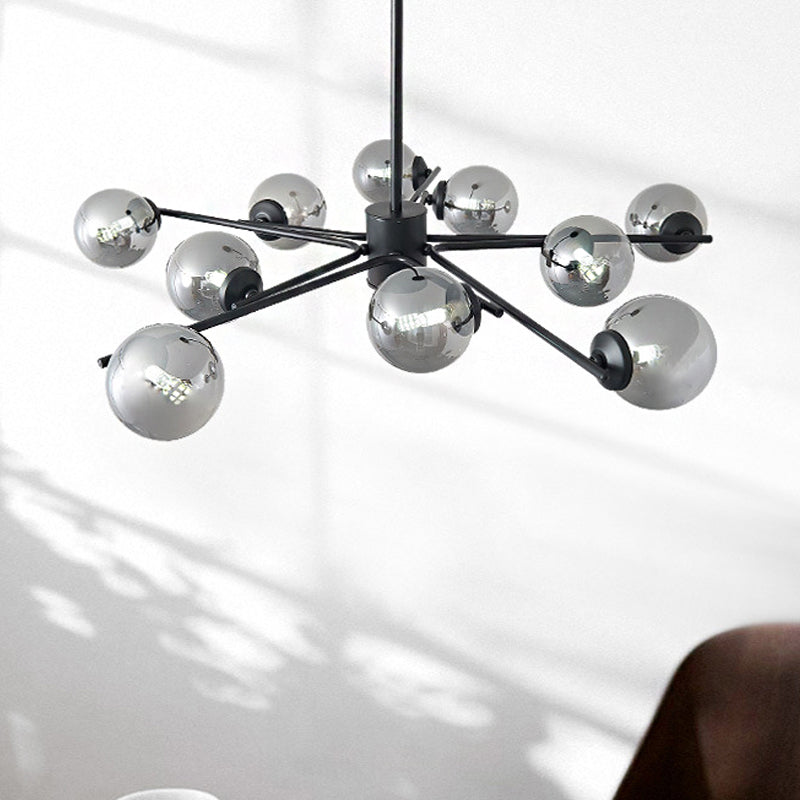41,5 "Wide Sputnik lampadario Postmodern Silver Glass 6/8/10-Light Affermazione a sospensione Luce in nero