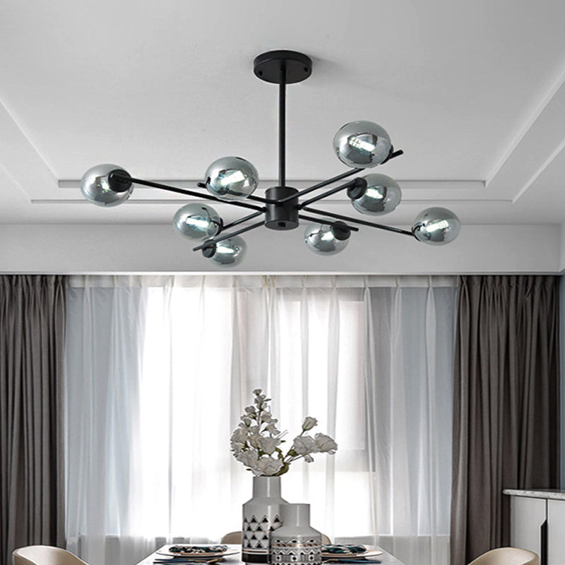 41,5 "Wide Sputnik lampadario Postmodern Silver Glass 6/8/10-Light Affermazione a sospensione Luce in nero
