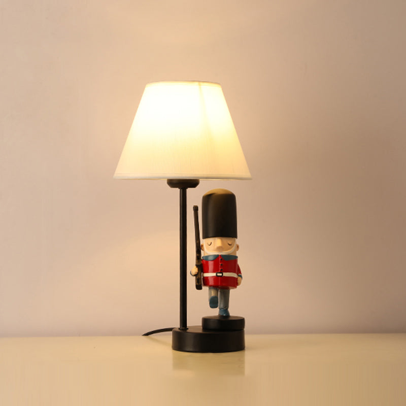 Soldier Bedside Nightstand Lamp Resin 1 Bulb Kids Style Table Lighting with Shade