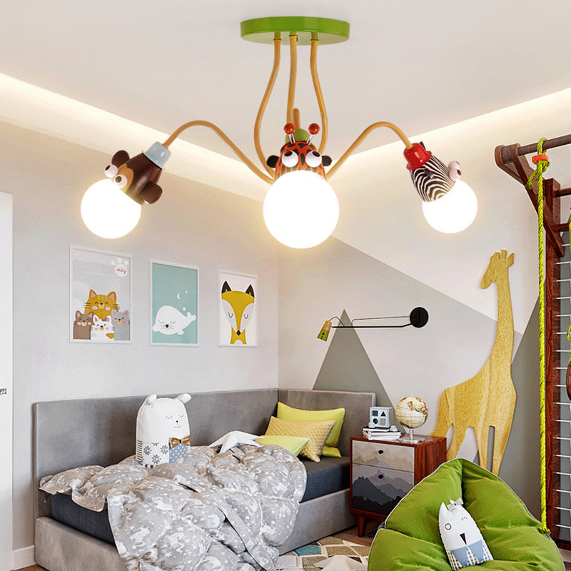 Gelbe Oktopus Flush Mount Leichte Cartoon Metall Halbblöcke Deckenleuchte mit tierischer Steckdose