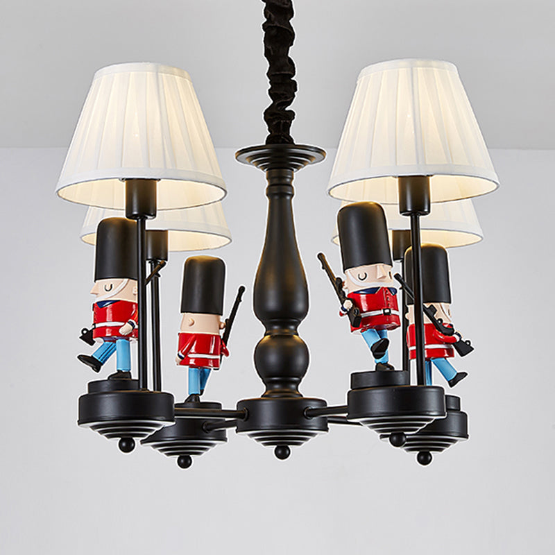 Soldier Pursery Chandelier Pendant Light Resin Resin Cartoon Hanging Light avec une teinte en tissu conique