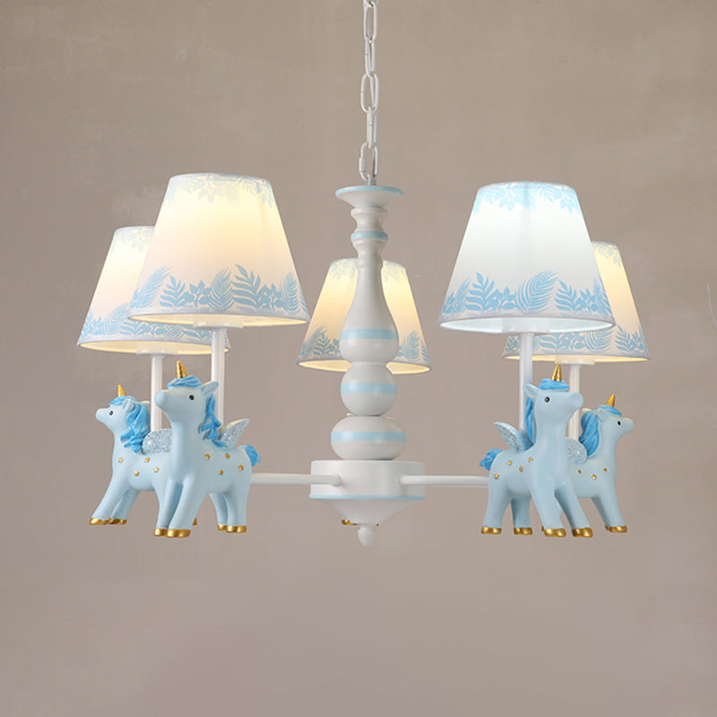 Childrens Unicorn lampadario illuminazione in resina a sospensione Luce a sospensione con Empero Shade