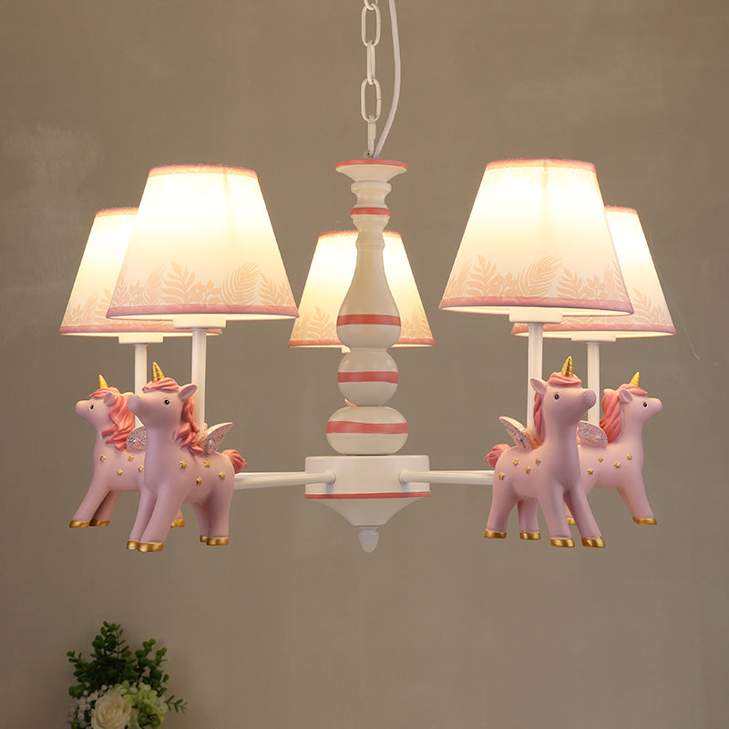 Childrens Unicorn lampadario illuminazione in resina a sospensione Luce a sospensione con Empero Shade