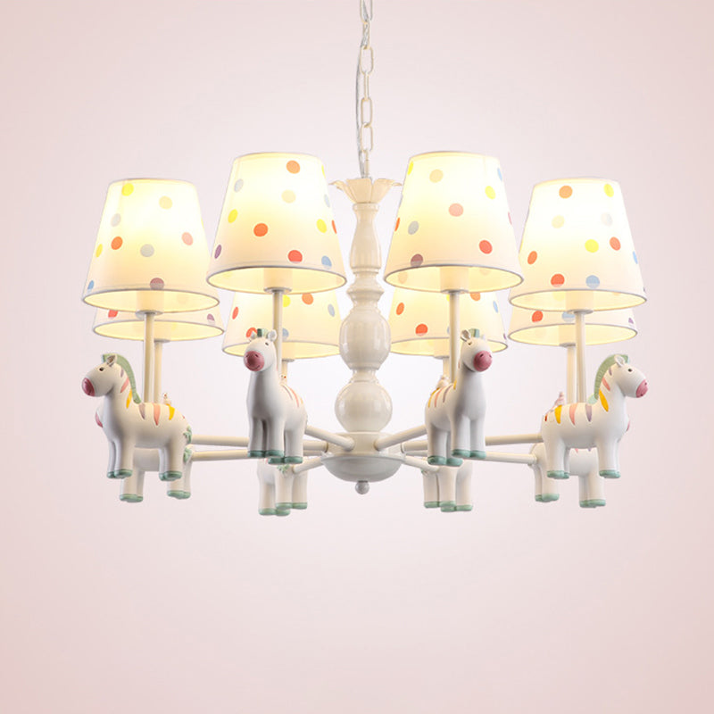 Zebra Bedroom Chandelier Pendant Light Resin Childrens Hanging Light with Patterned Fabric Shade