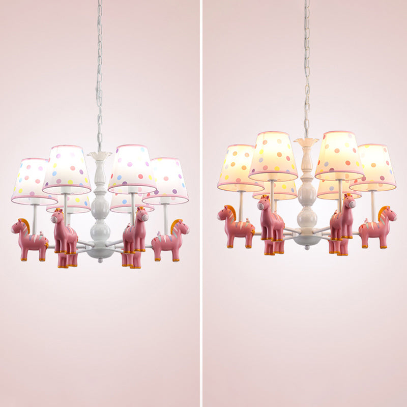 Zebra Bedroom Chandelier Pendant Light Resin Childrens Hanging Light with Patterned Fabric Shade