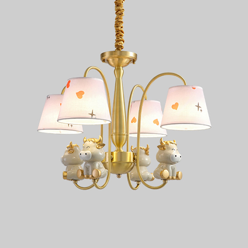 Animal Suspension Light Kids Resin Nursery Chandelier Light with Empire Shade in White