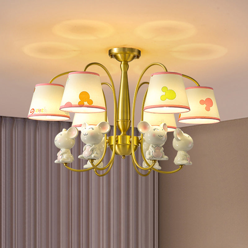 Animal Suspension Light Kids Resin Nursery Chandelier Light with Empire Shade in White