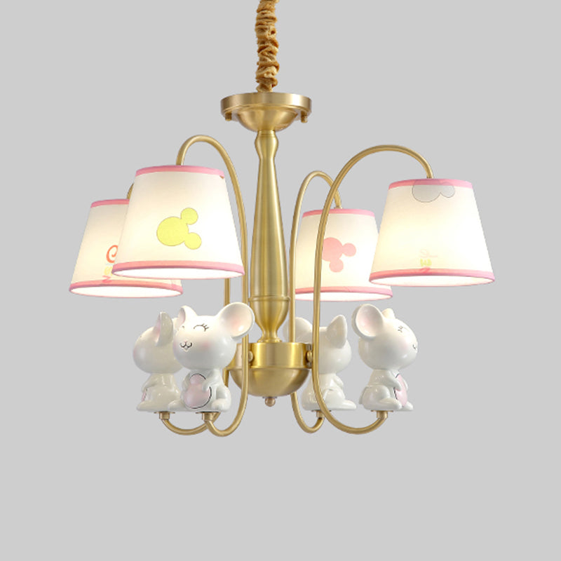 Animal Suspension Light Kids Resin Nursery Chandelier Light with Empire Shade in White