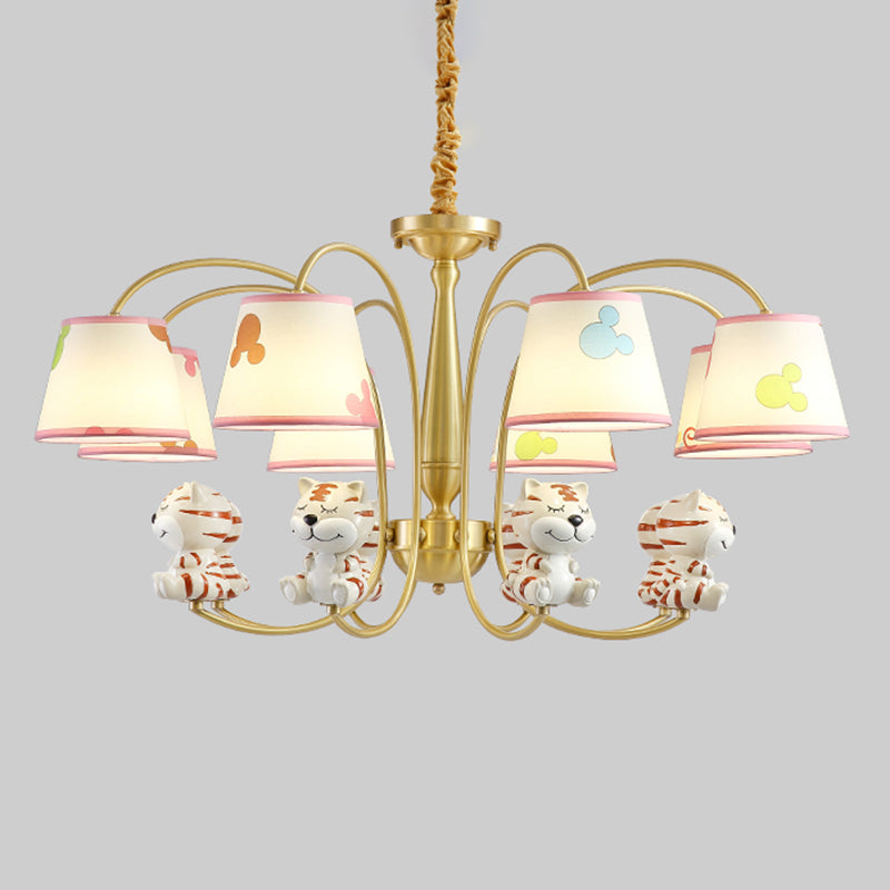 Animal Suspension Light Kids Resin Nursery Chandelier Light with Empire Shade in White