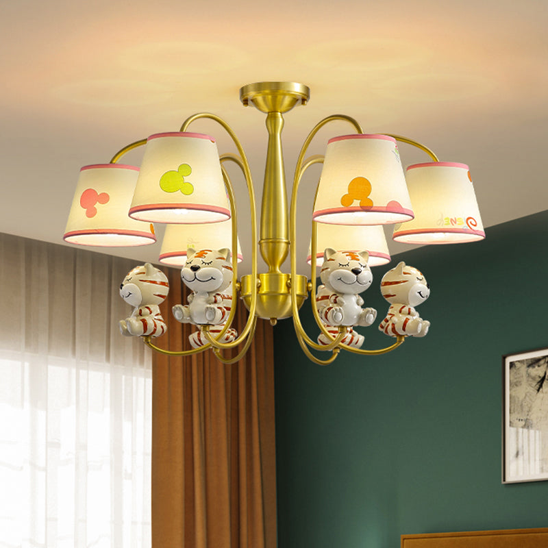 Animal Suspension Light Kids Resin Nursery Chandelier Light with Empire Shade in White