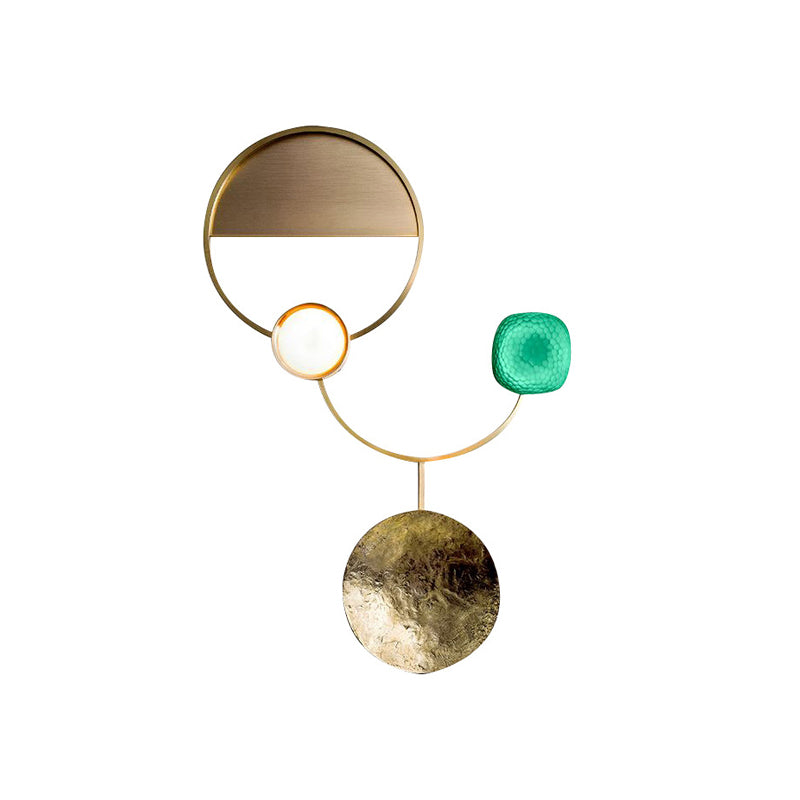 Minimalist Orbit Wall Sconce Lamp 10"/12.5"/17" Wide Metallic Wall Light Fixture in Brass, White Light