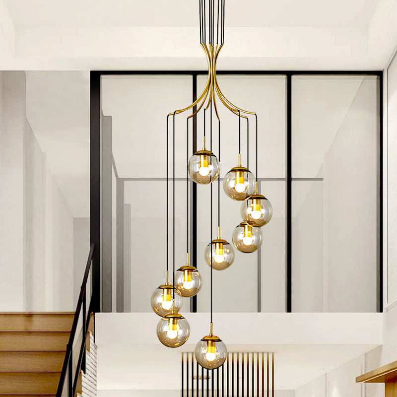 Globe Staircase Multi-plafond Lampe Frost Verre Suspension Contemporain Suspension Aymordage en or