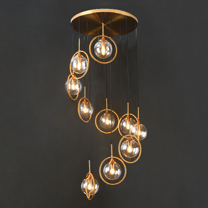 Nordic Style Spiral Ball Hanging Lighting Glas Treppe Multi -Light -Anhänger
