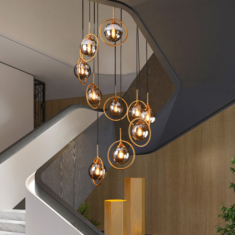 Nordic Style Spiral Ball Hanging Lighting Glas Treppe Multi -Light -Anhänger