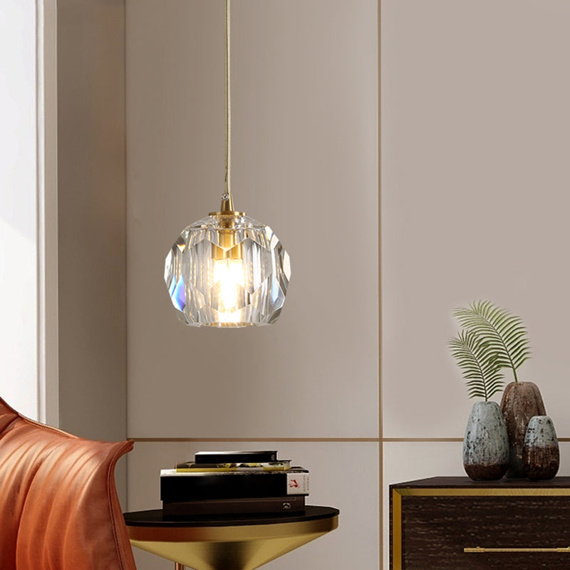 Koepelschaduw hanglamp eigentijdse gefacetteerde kristallen trapophanginglamp in messing