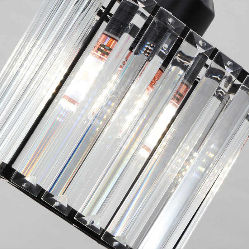 Tri-prism kristal spiraalvormige kubus hangende licht moderne stijl 6 bollen multi-light hanger in zwart