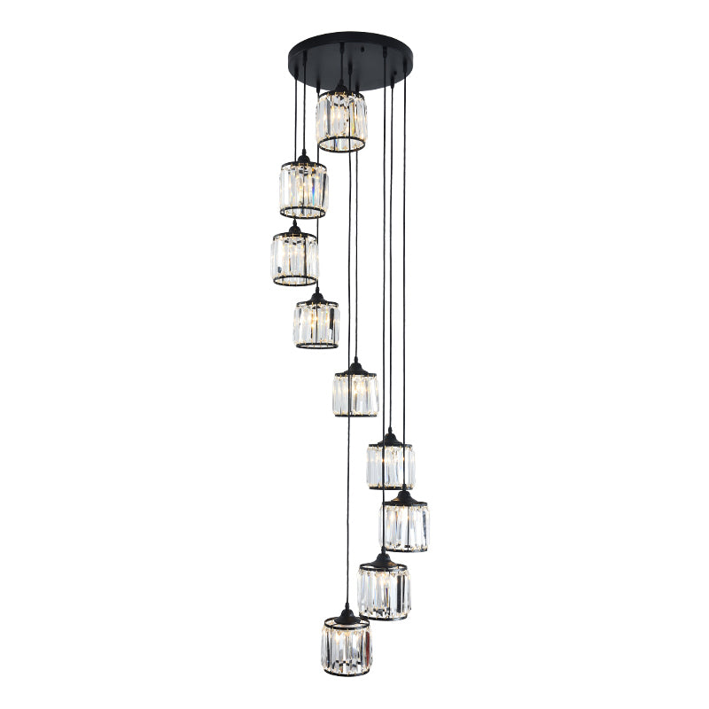Lampada cilindrica a soffitto multi-soffitto Tri-PRISM Crystal Crystal Sospension Light Secondo