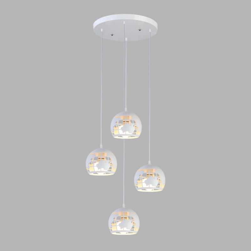 Geometric Cage Staircase Multi Ceiling Lighting Metallic Suspension Light Fixture