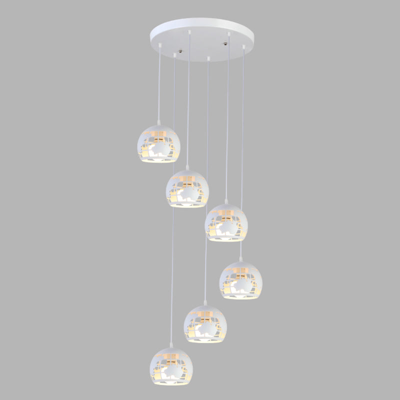 Geometric Cage Staircase Multi Ceiling Lighting Metallic Suspension Light Fixture