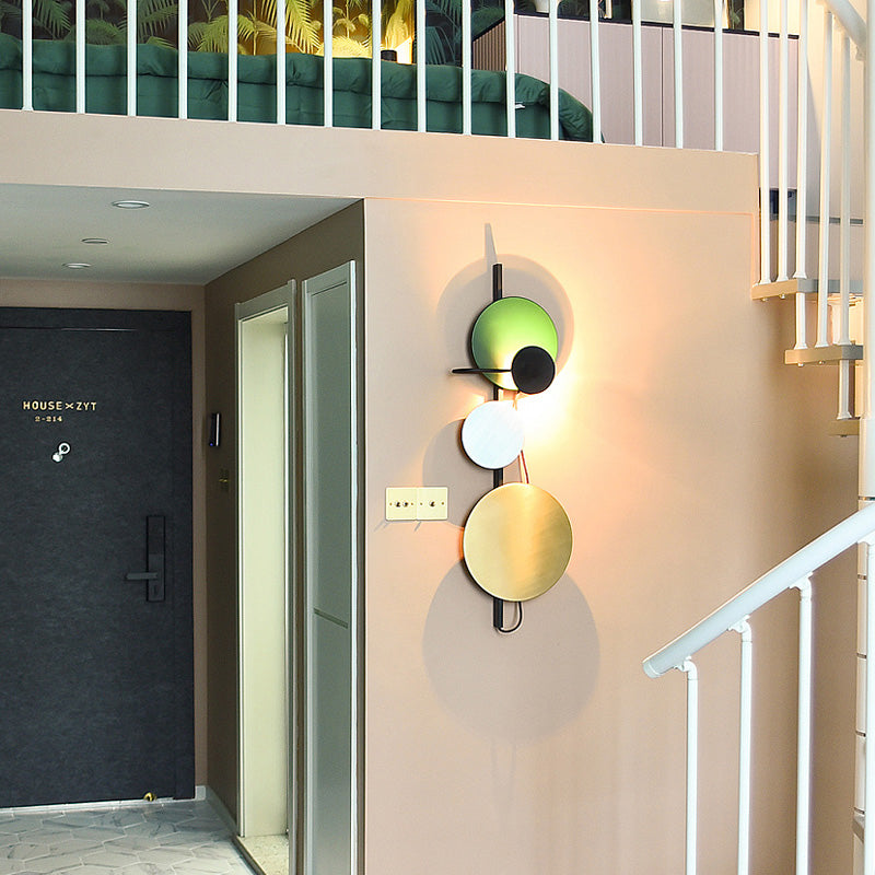 Metallic Spherical LED Wall Light Contemporary Living Room Sconce Light Fixture in Red/Pink/Blue with Adjustable Design