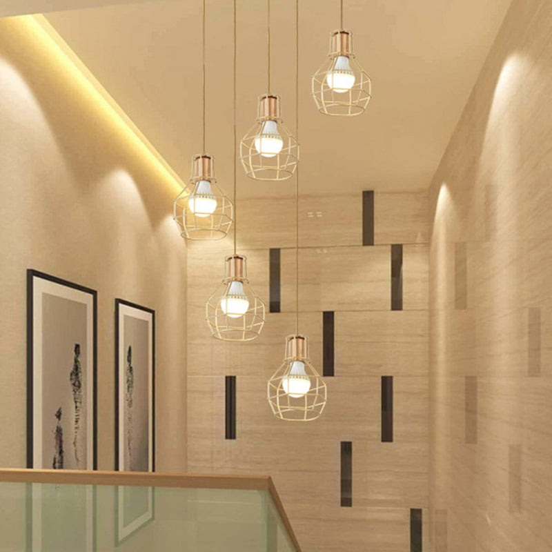 Granaatkooi multi plafondlicht minimalistisch metallic 5 bollen trapophangingverlichting