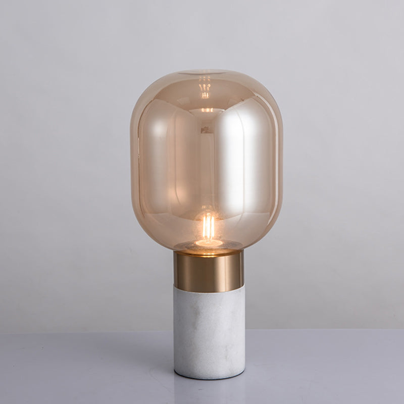 Lámpara de mesita de noche posmoderna vidrio de 1 luces de noche de mesas iluminación con base de mármol cilíndrico