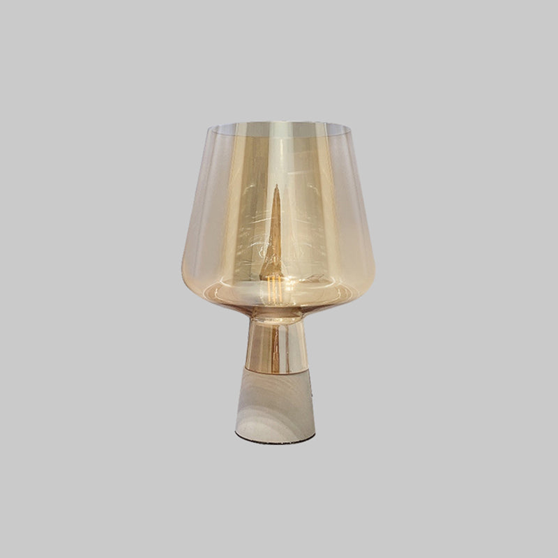 Iluminación de mesa cónica lámpara de sábana de sábana de estudio de estudio de cemento nórdico con sombra de vidrio ámbar con forma de vino