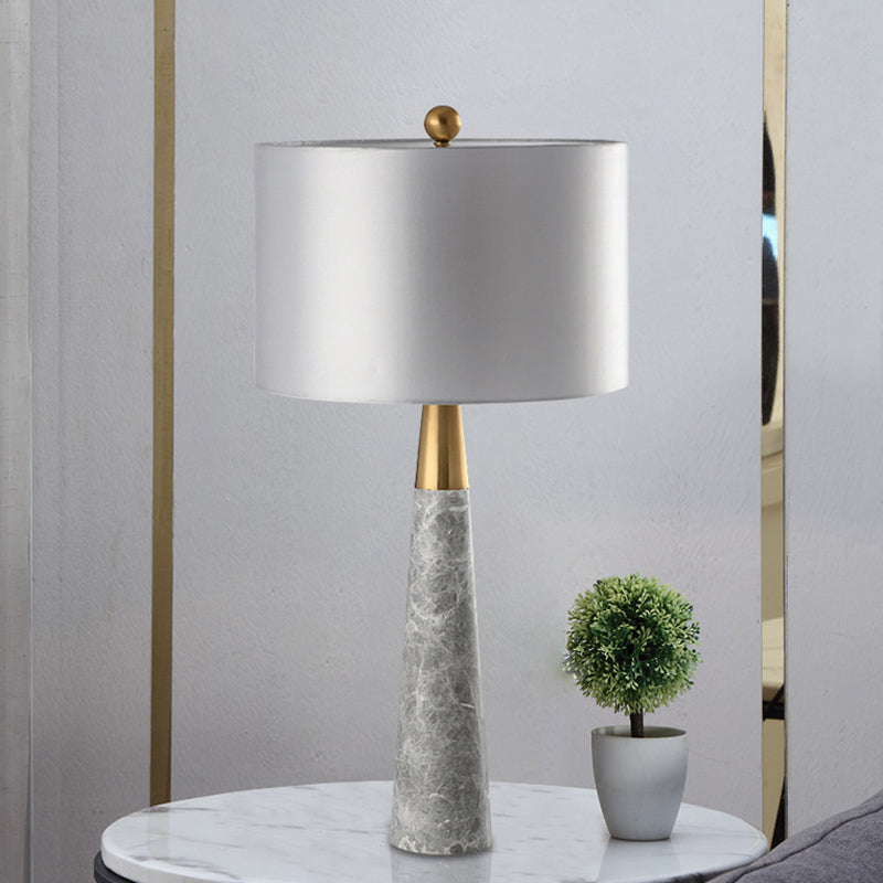 Lámpara de mesa cónica Simplicidad de mármol 1 luces de color gris liviano con sombra de tela de batería