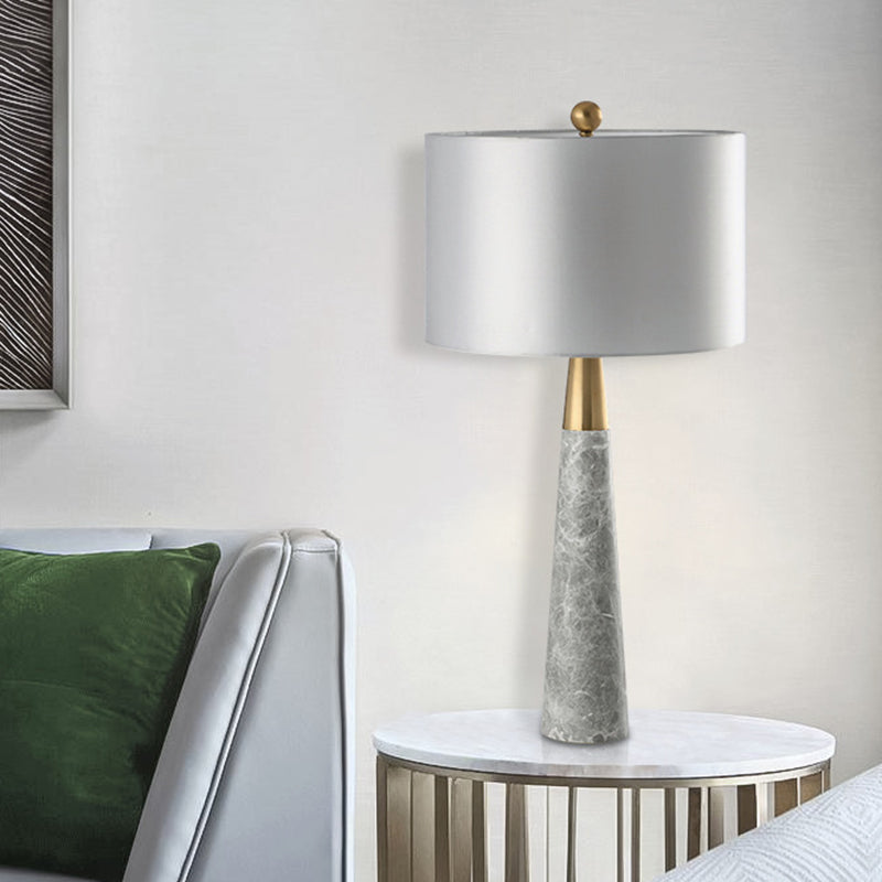 Lámpara de mesa cónica Simplicidad de mármol 1 luces de color gris liviano con sombra de tela de batería